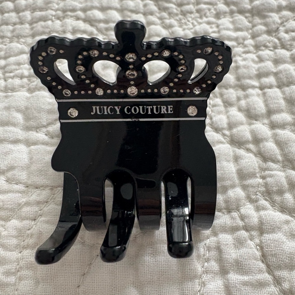 ❌SOLD❌ Juicy Couture Black Crown Hair Claw Clip Rhinestone Crystal Y2K
